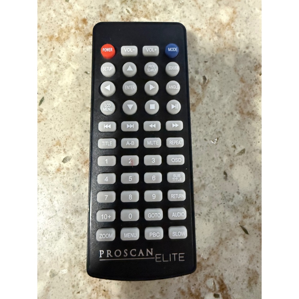 Proscan Elite Replacement Remote Control for Portable DVD Player TV Black